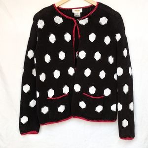 Black & White Polka Dot Chunky Cardigan